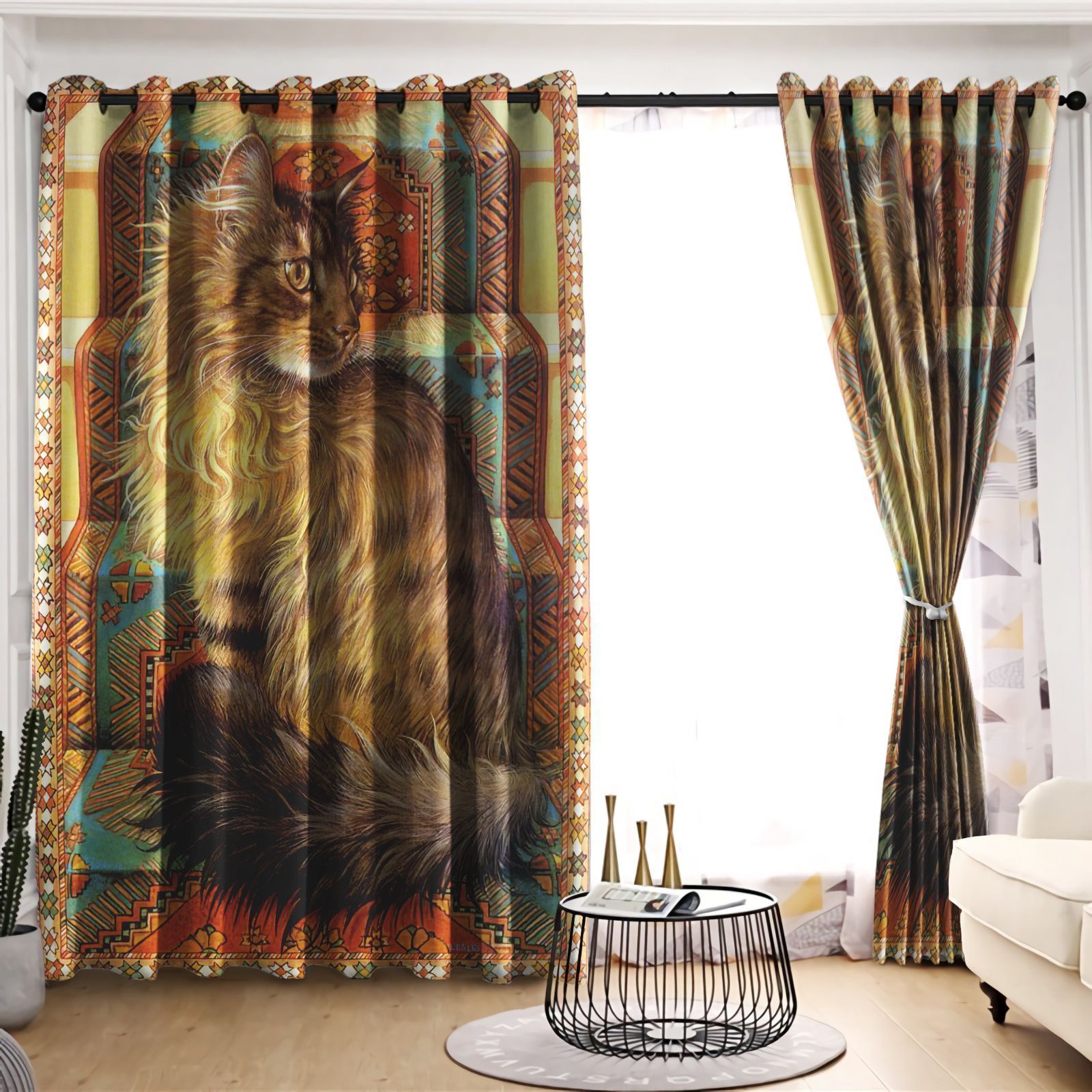 Noble Cat Printed Window Curtains Home Decor