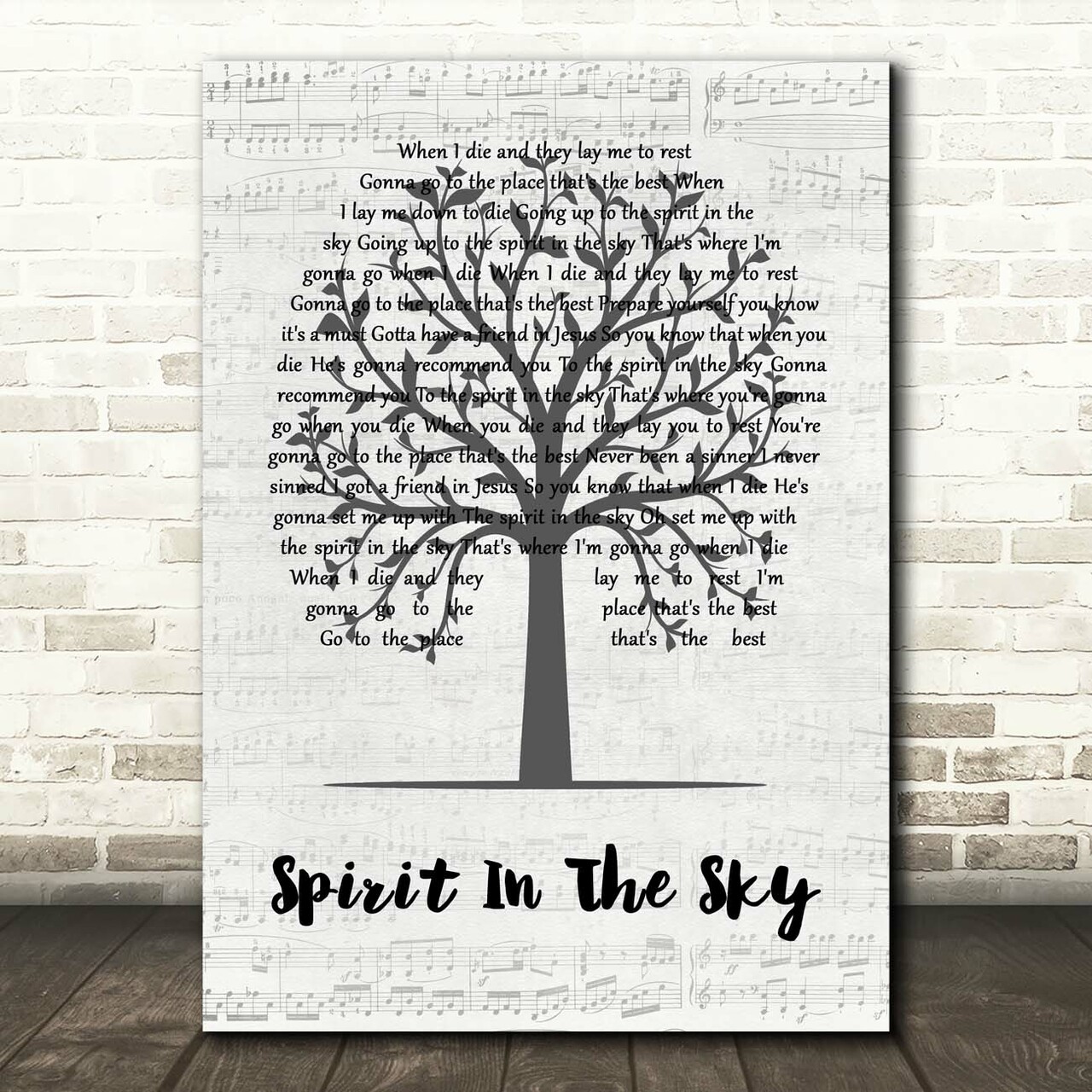 Norman Greenbaum Spirit In The Sky Music Script Tree Song Lyric Print
