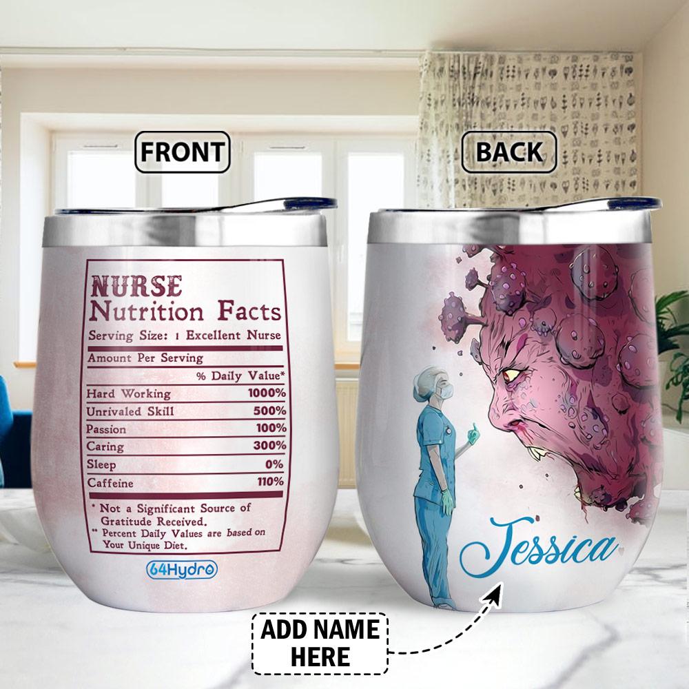 NURSE Nutrition Facts Personalized Wine Tumbler