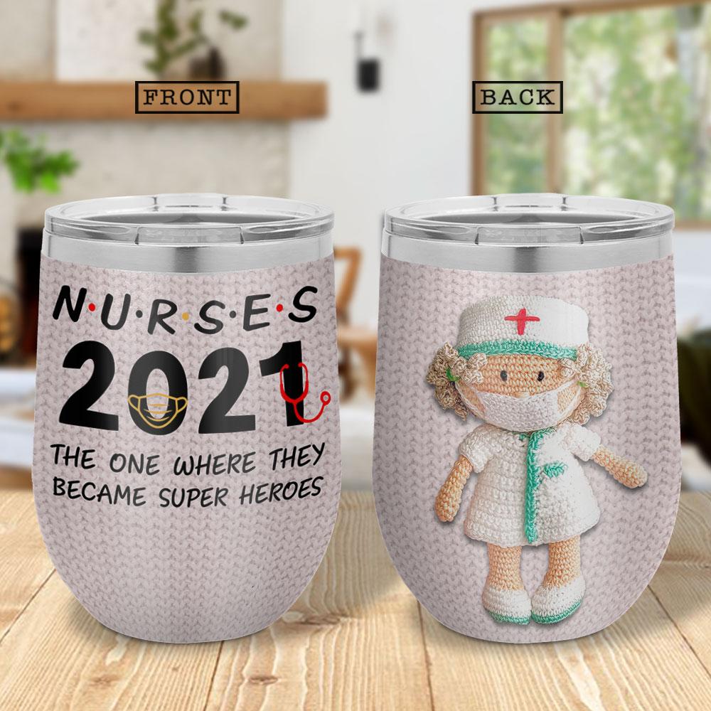 Nurse Wool Doll Wine Tumbler