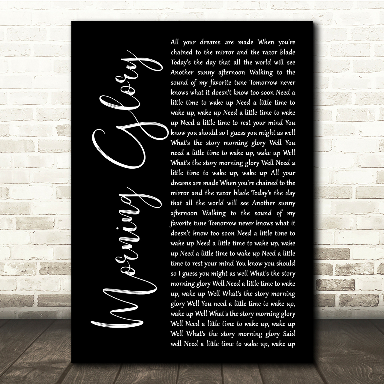 Oasis Morning Glory Black Script Song Lyric Quote Music Poster Print