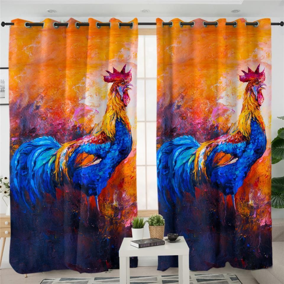 Oilpainted Rooster Printed Window Curtains Home Decor