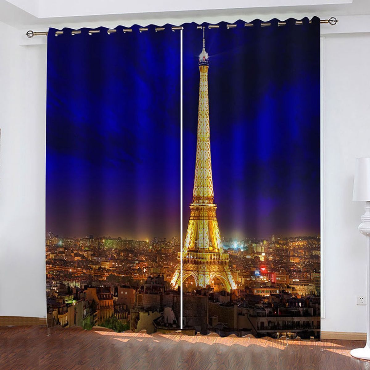 Paris At The Night Printed Window Curtain Home Decor