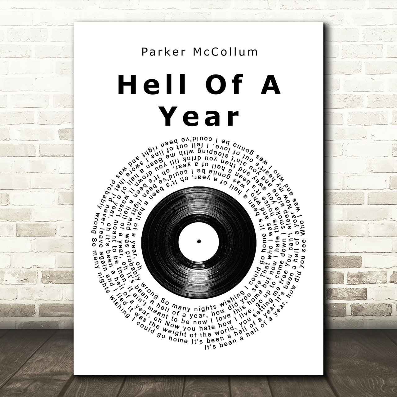 Parker McCollum Hell Of A Year Vinyl Record Song Lyric Quote Music Poster Print