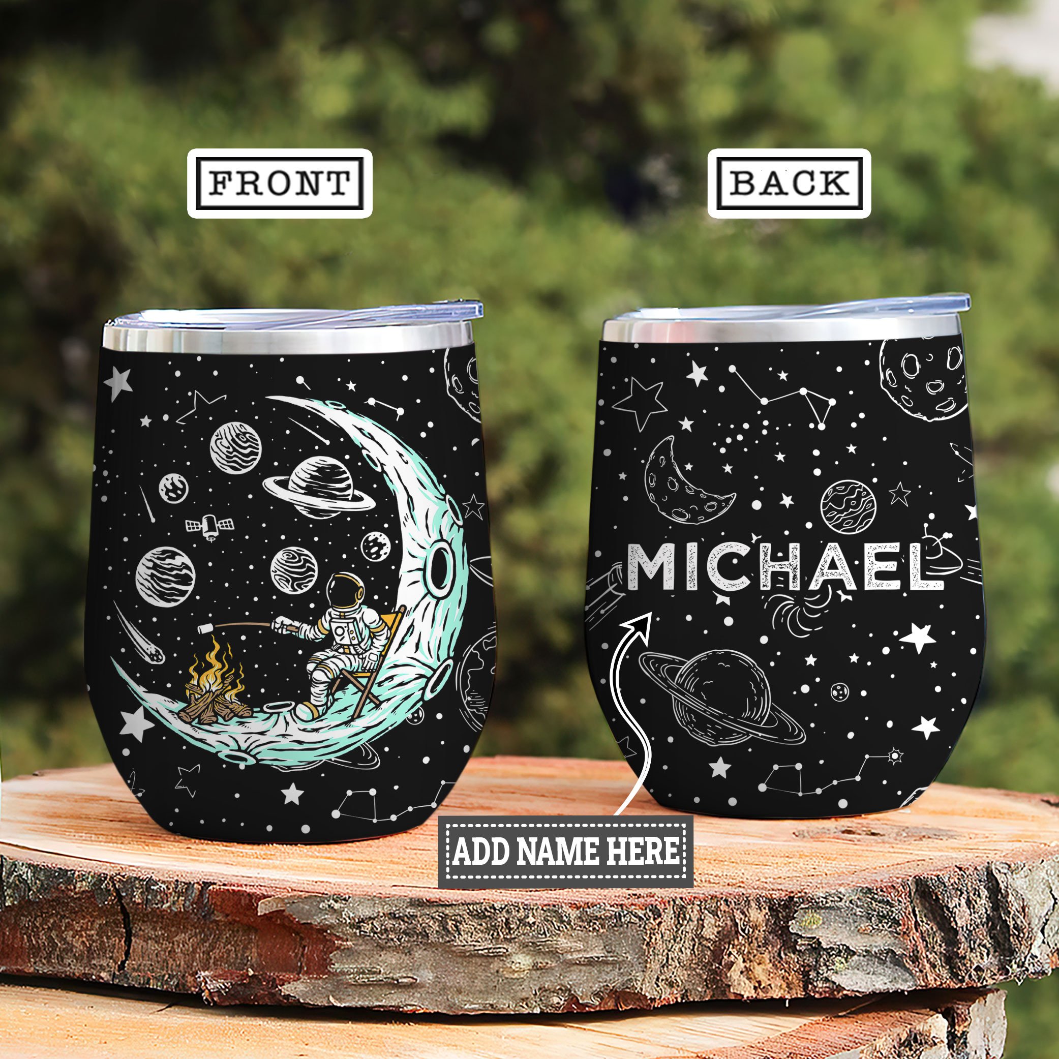Personalized Astronaut Camping Wine Tumbler