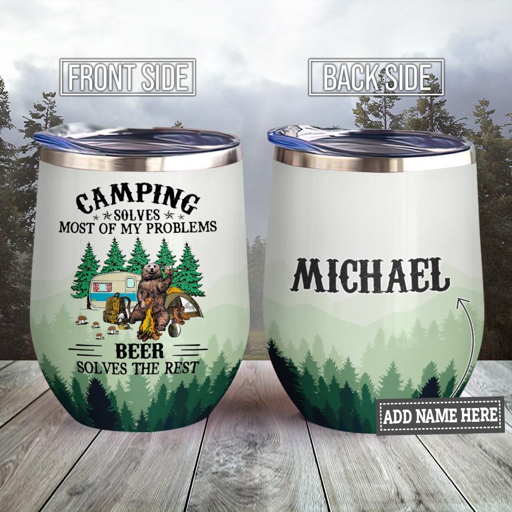 Personalized Camping Bear Beer Wine Tumbler