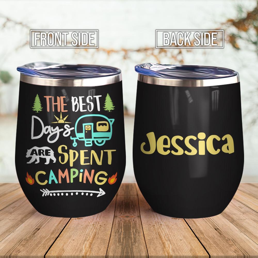 Personalized Camping Days Wine Tumbler