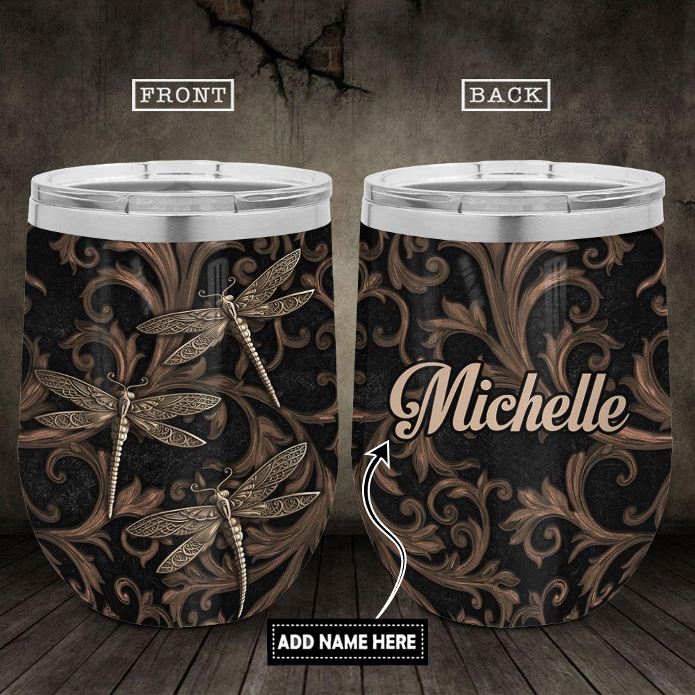 Personalized Decorative Dragonfly Wine Tumbler