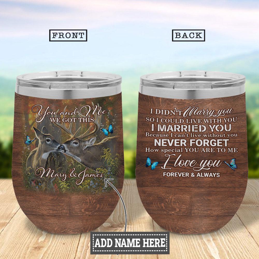 Personalized Deer Couple Letter Wine Tumbler