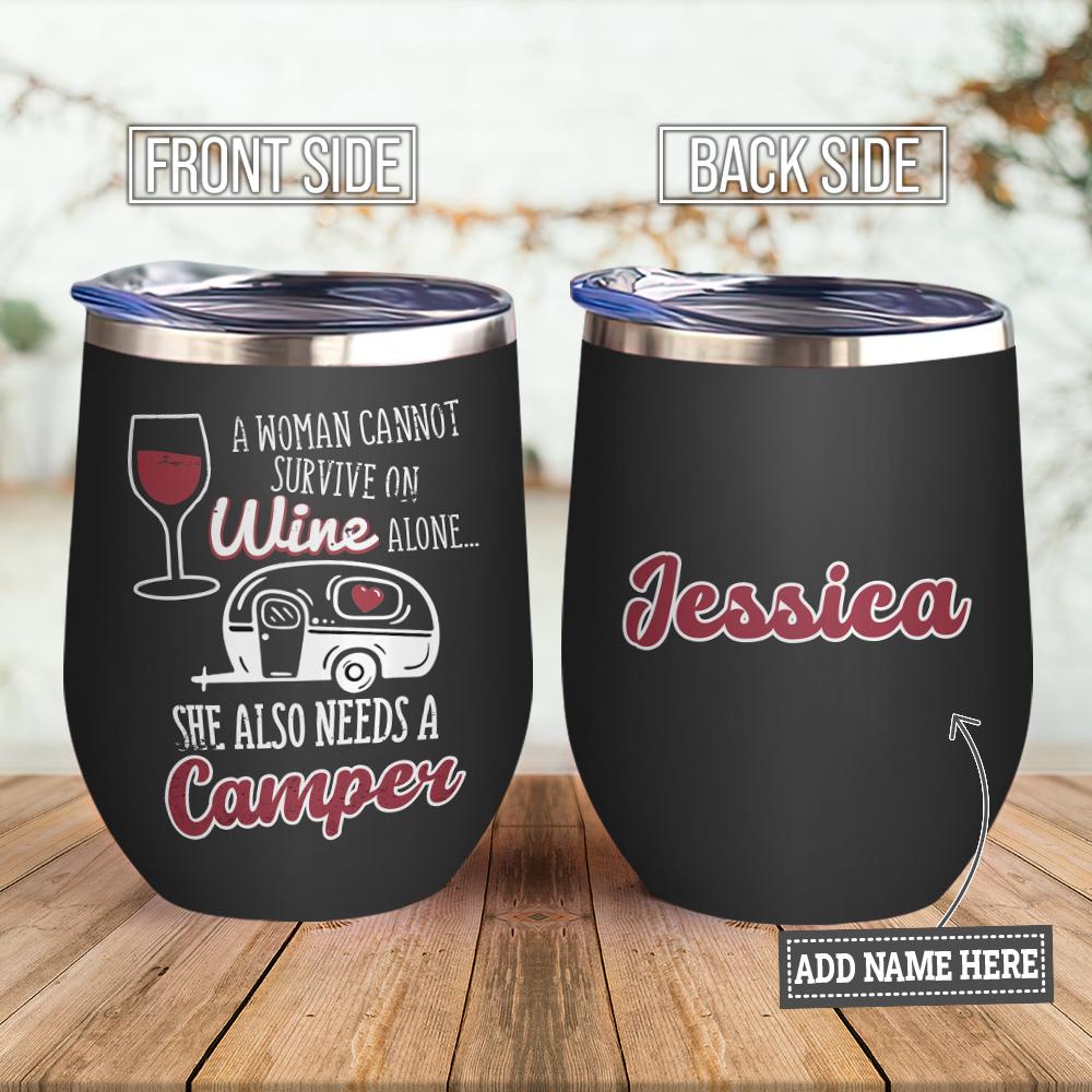 Personalized Drunk Camper Wine Tumbler