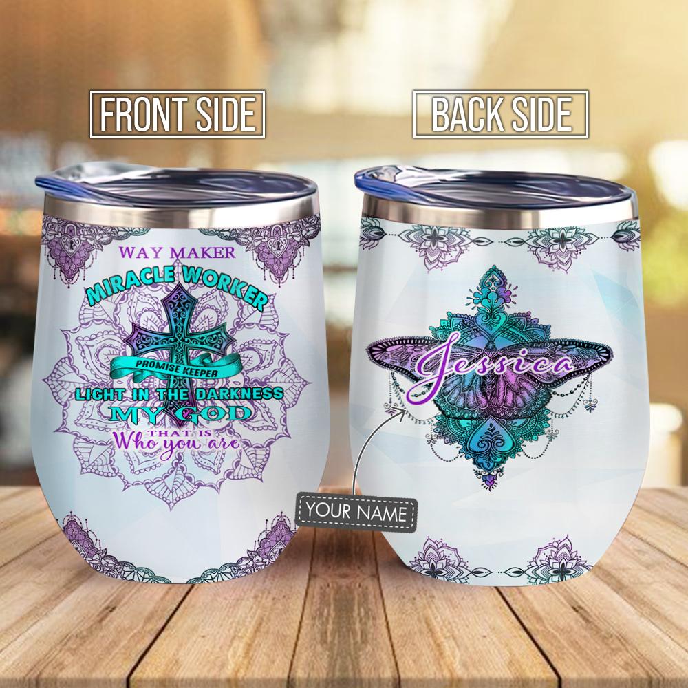 Personalized Faith Butterfly Wine Tumbler