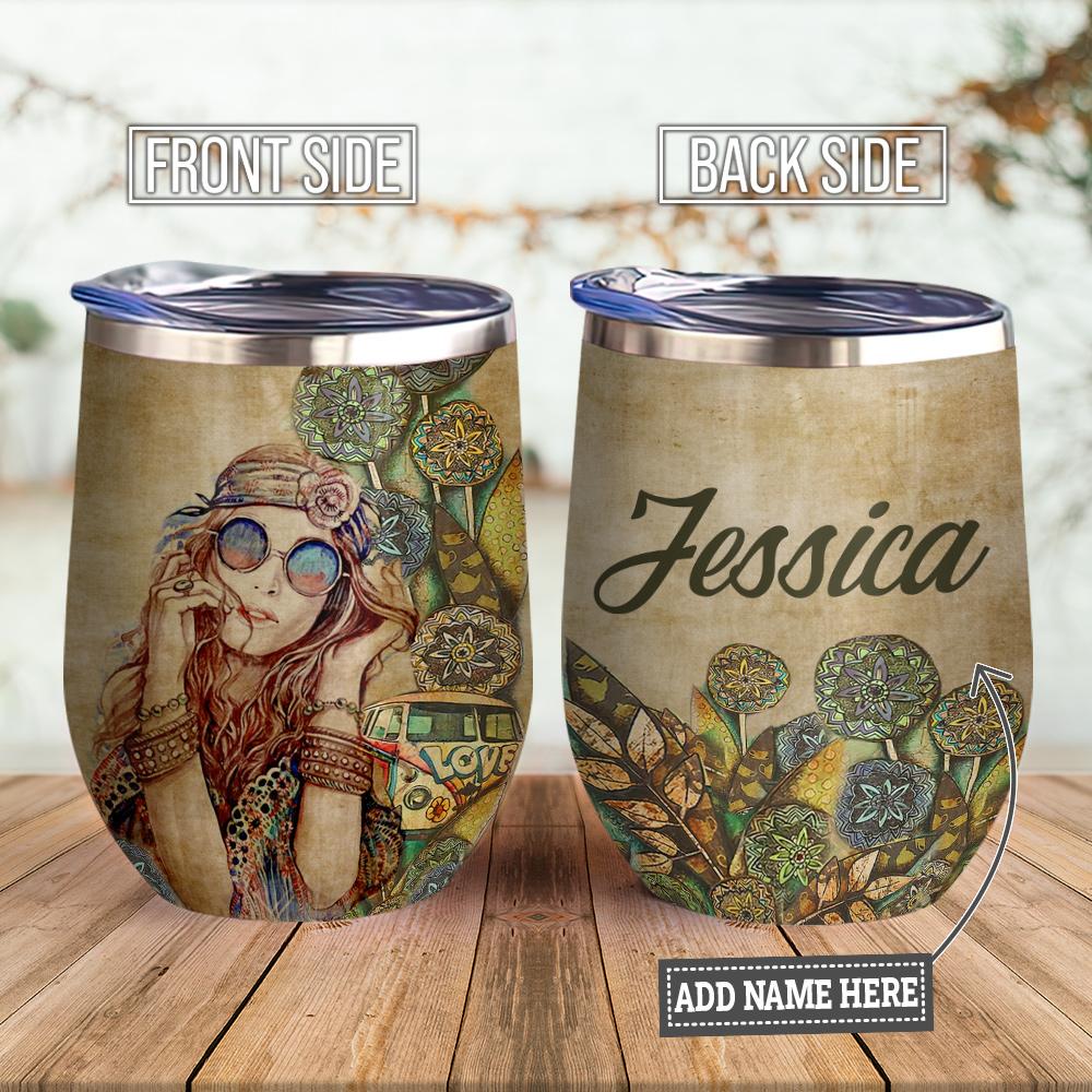 Personalized Hippie Camping Wine Tumbler