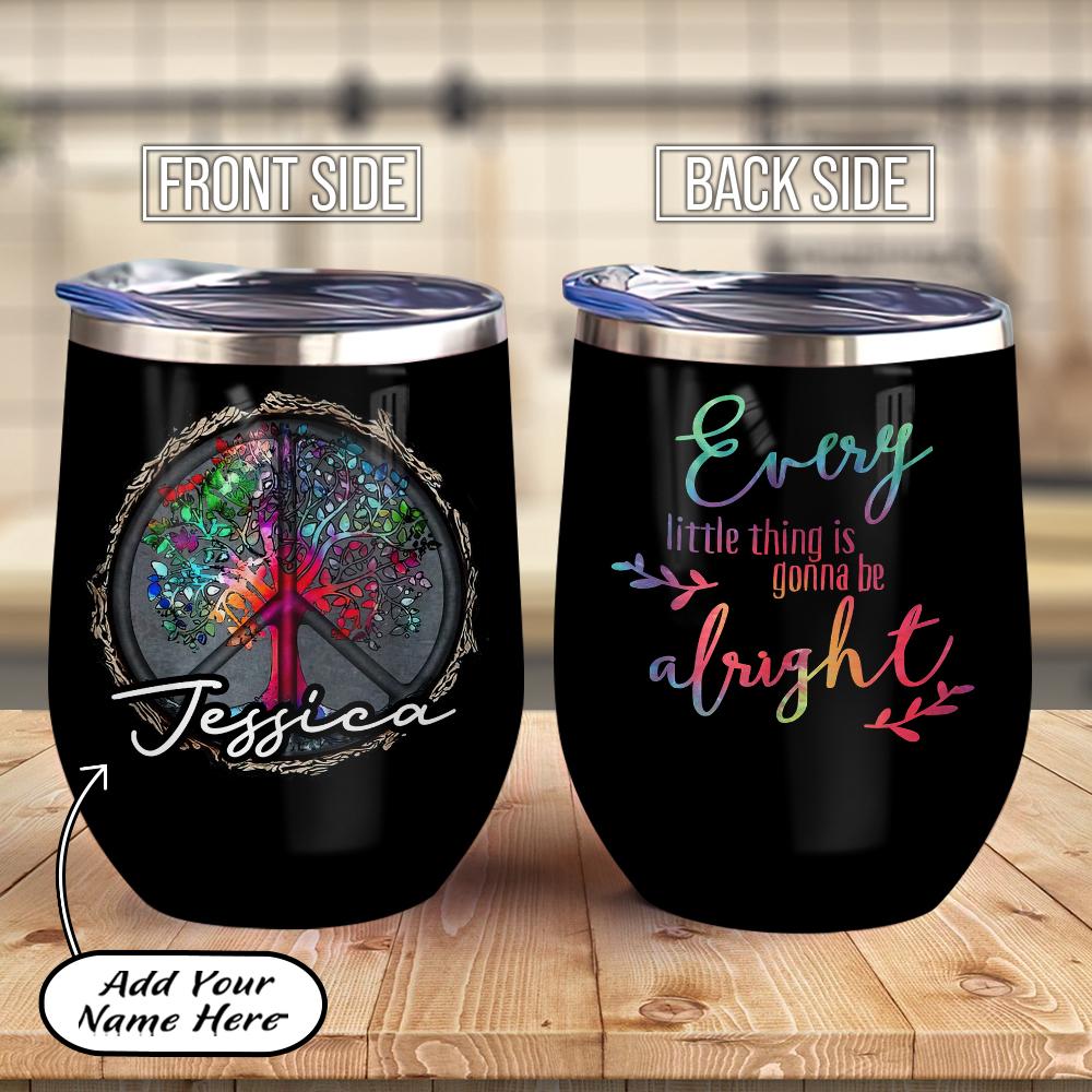 Personalized Hippie Tree Sign Motivational Wine Tumbler