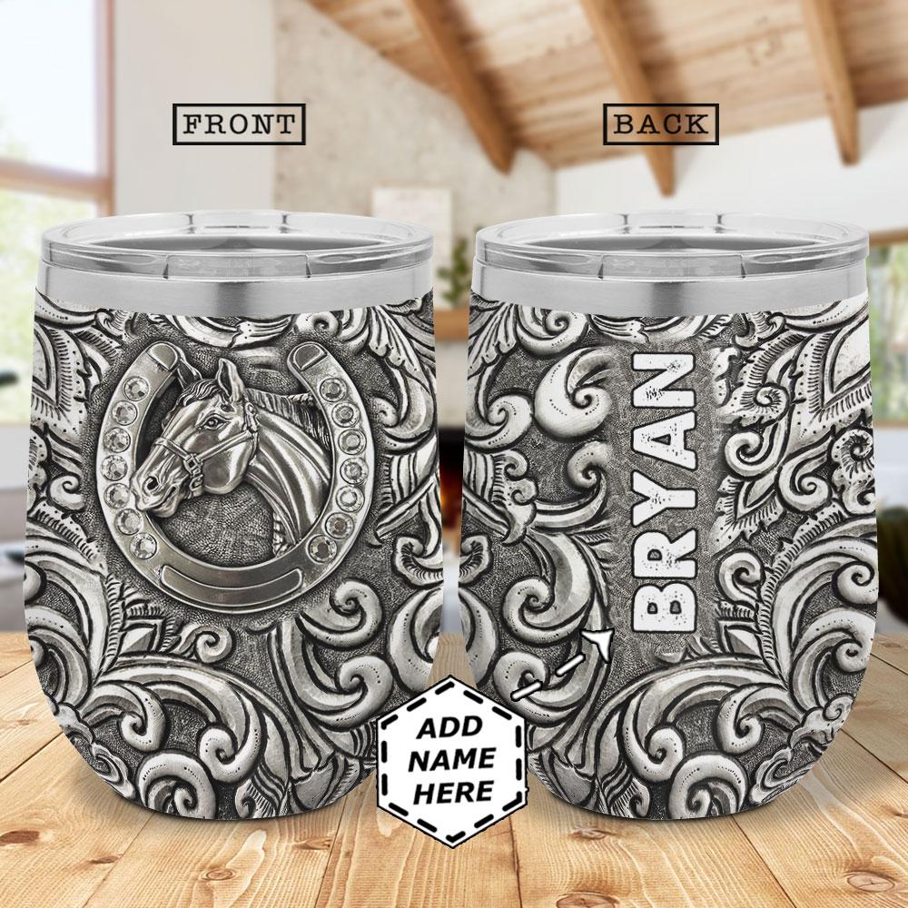 Personalized Horse Metal Style Wine Tumbler