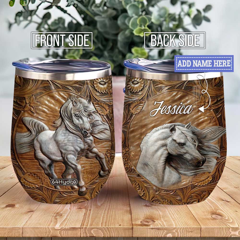 Personalized Horse Wooden Style Wine Tumbler