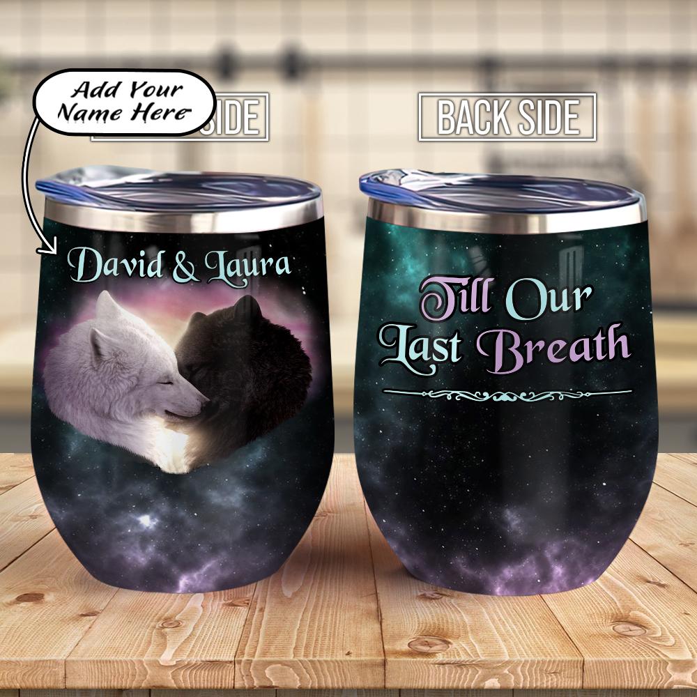 Personalized Married Wolf Couple Gift Wine Tumbler