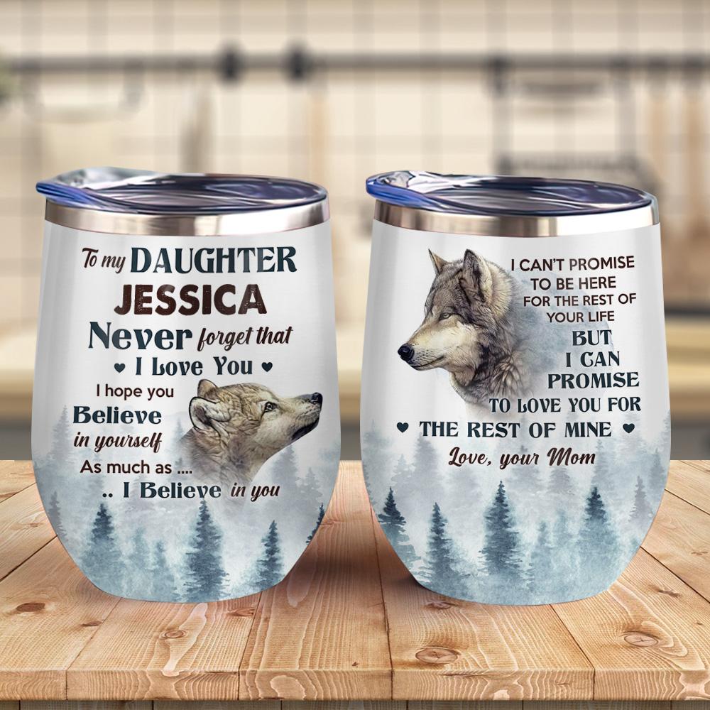 Personalized To My Daughter Wolf Wine Tumbler