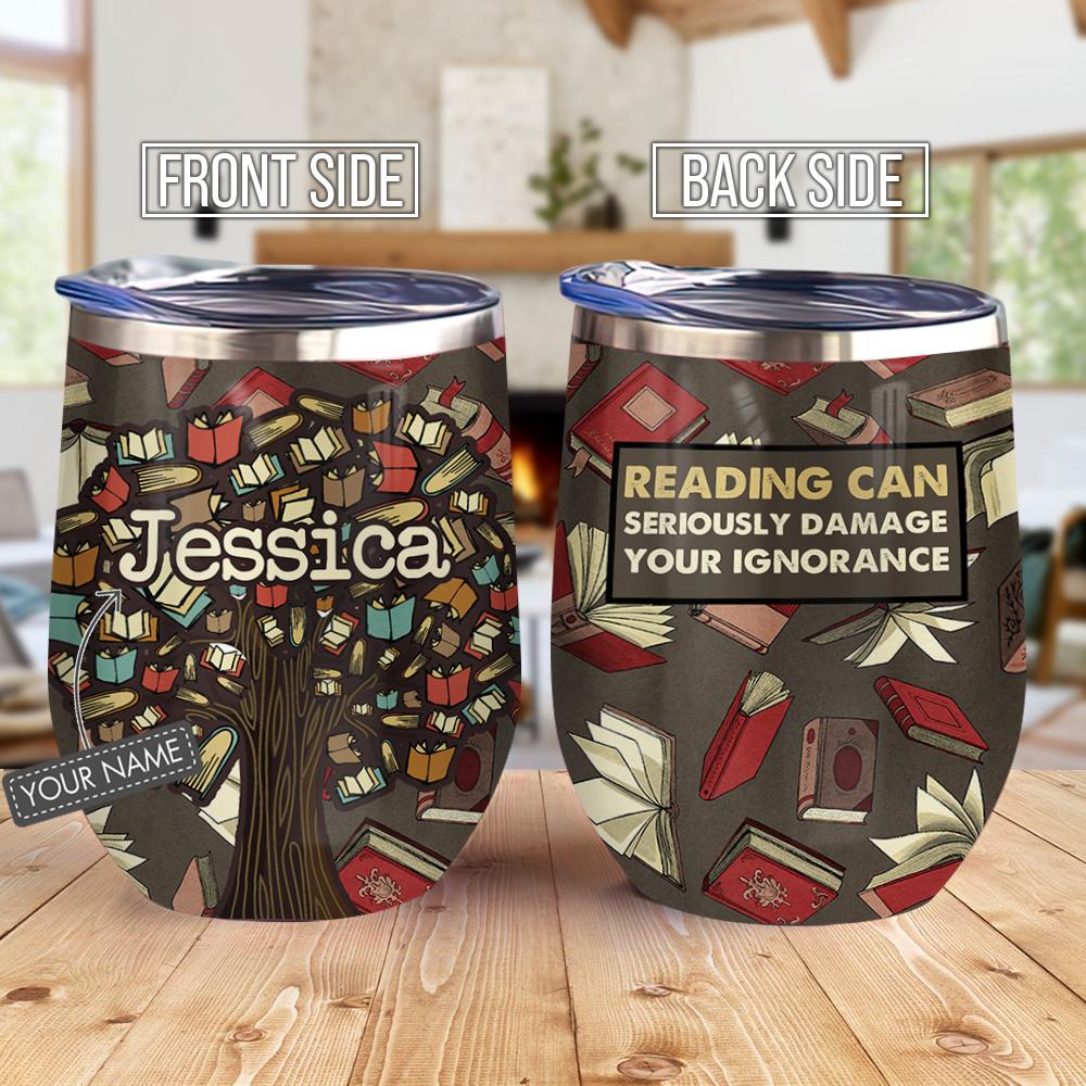 Personalized Tree Of Book Wine Tumbler