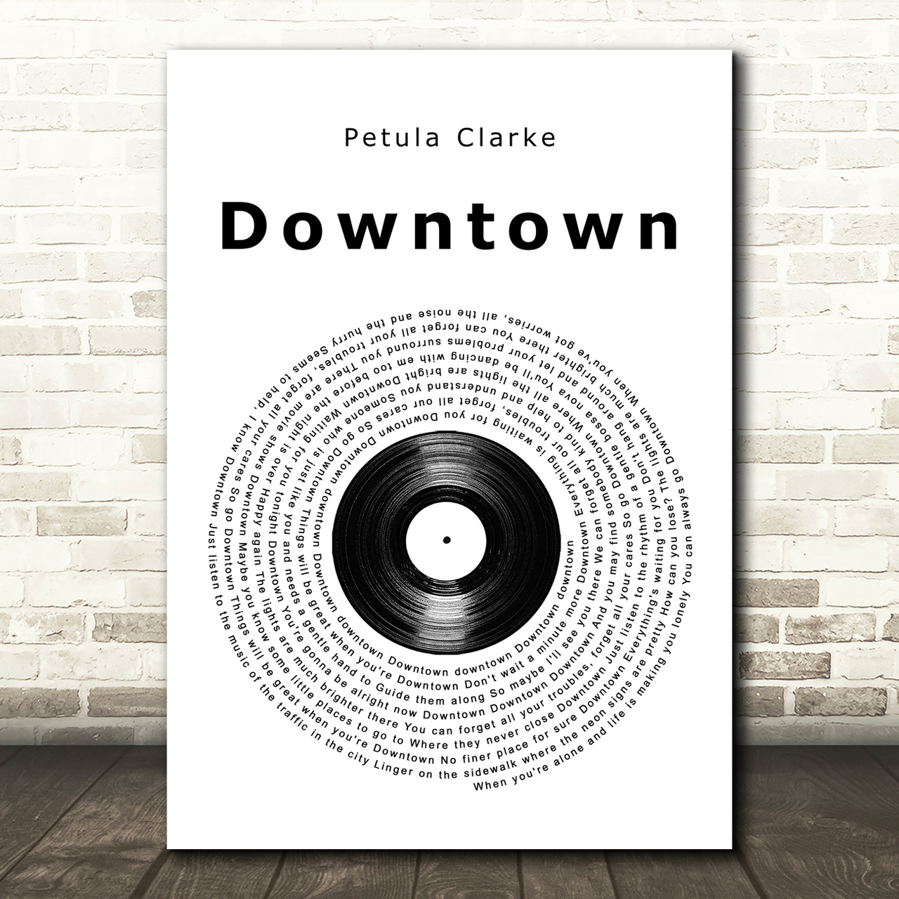 Petula Clark Downtown Vinyl Record Song Lyric Art Print