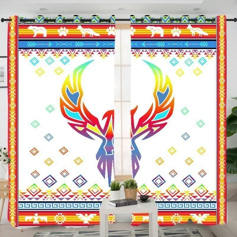 Phoenix Rising Native American Printed Window Curtain