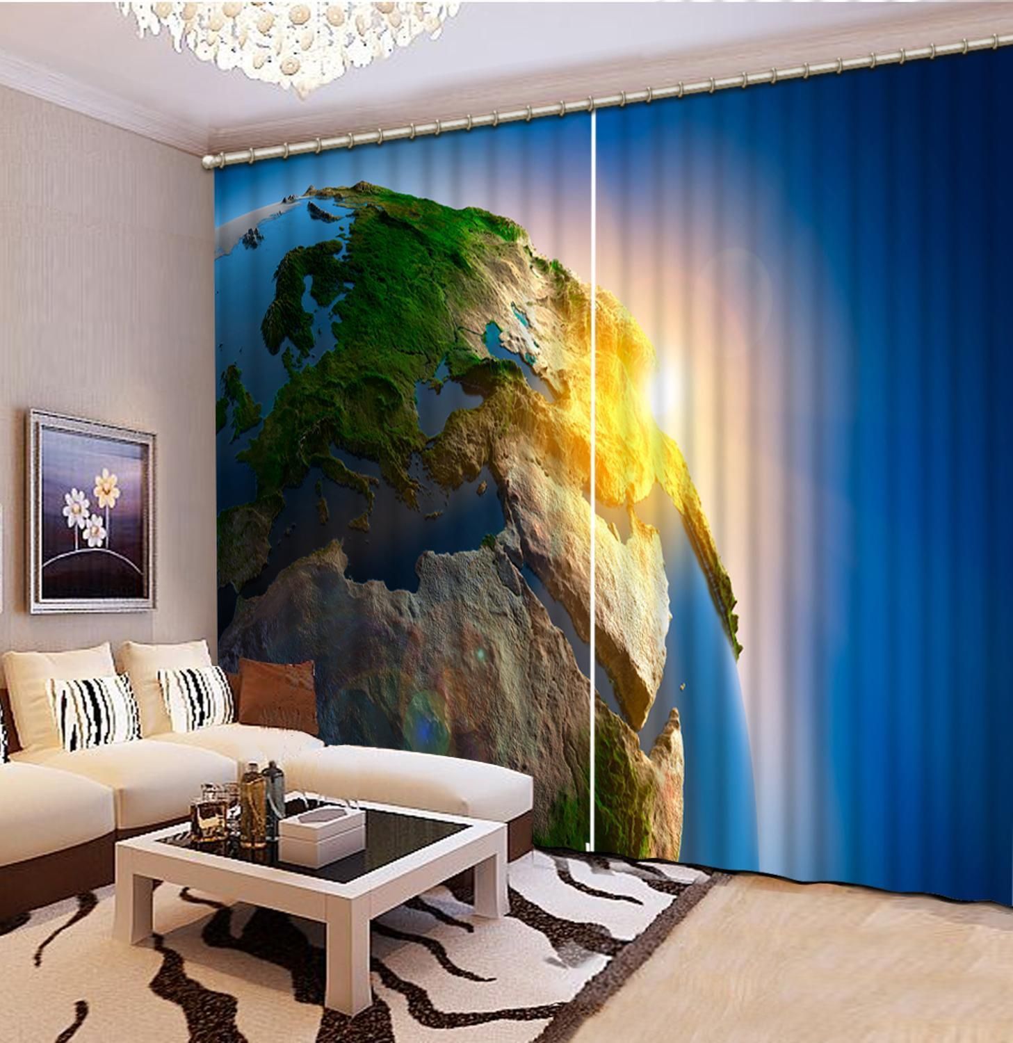 Photo Of The Earth Custom 3D Blackout Printed Window Curtain Home Decor