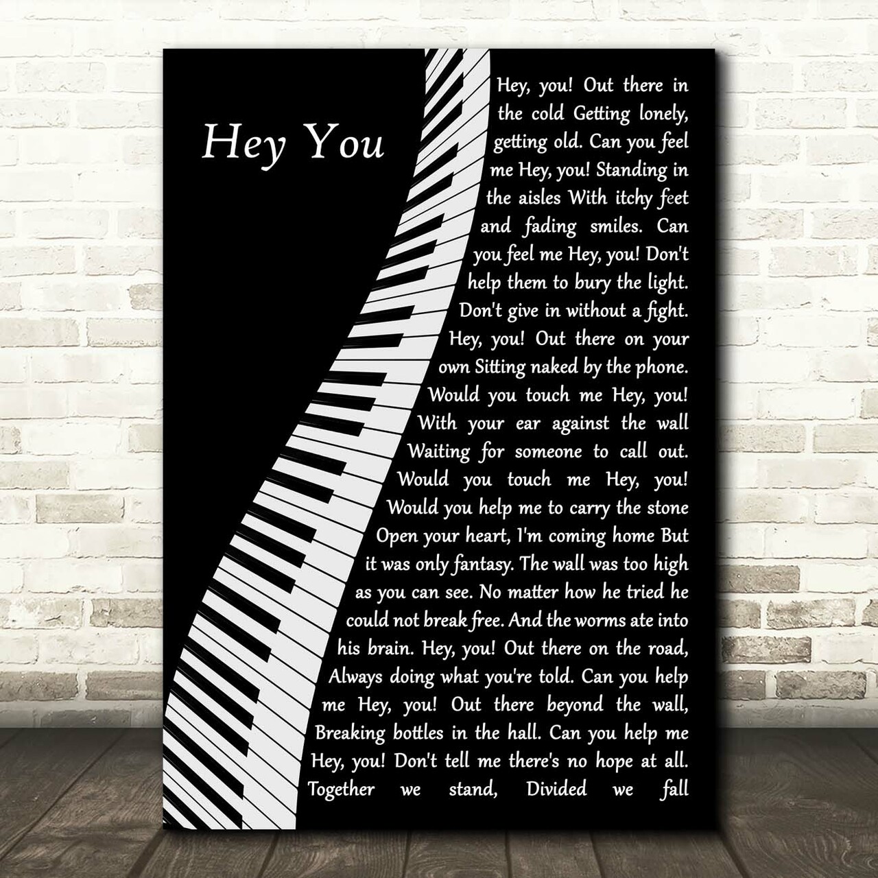 Pink Floyd Hey You Piano Song Lyric Print