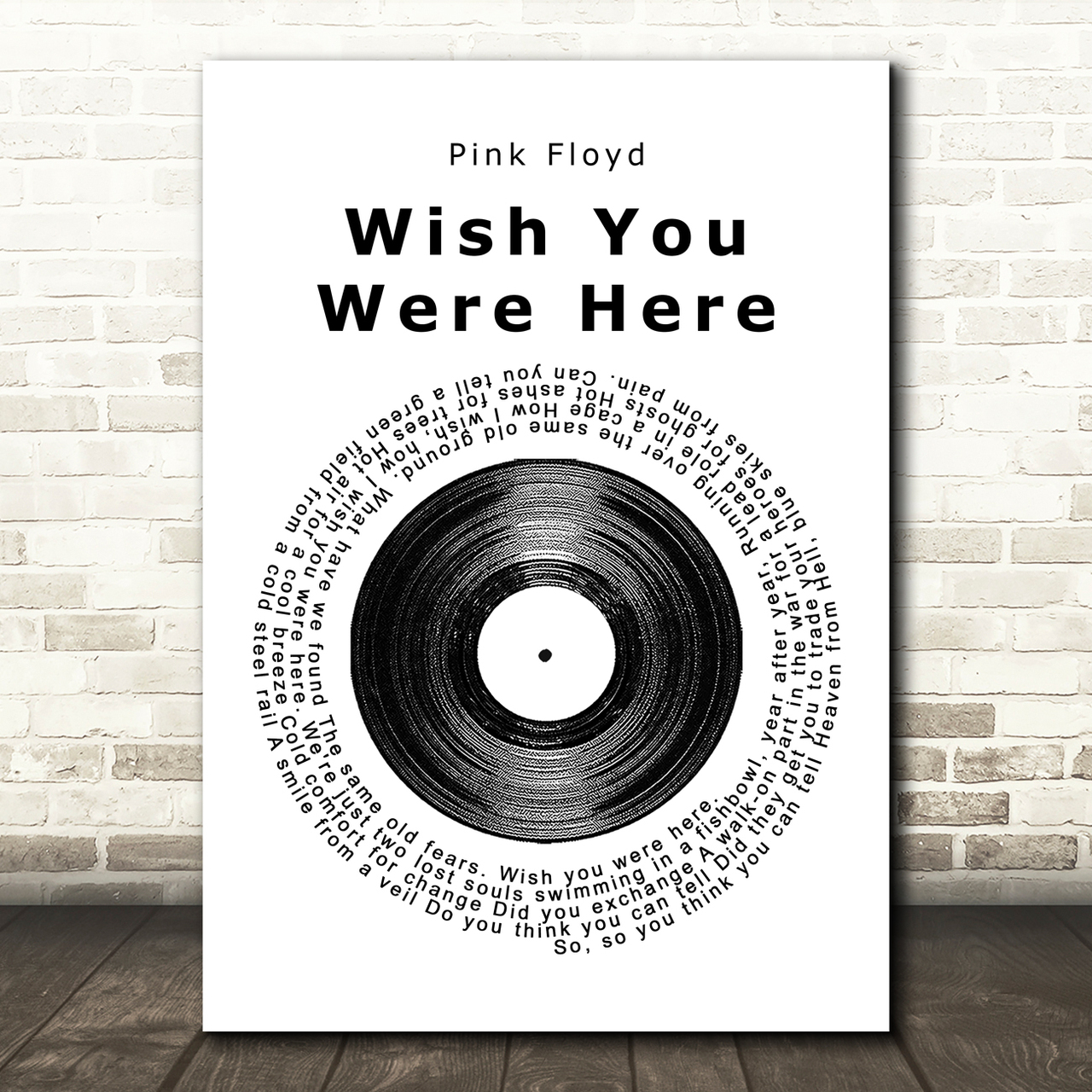 Pink Floyd Wish You Were Here Vinyl Record Song Lyric Music Print