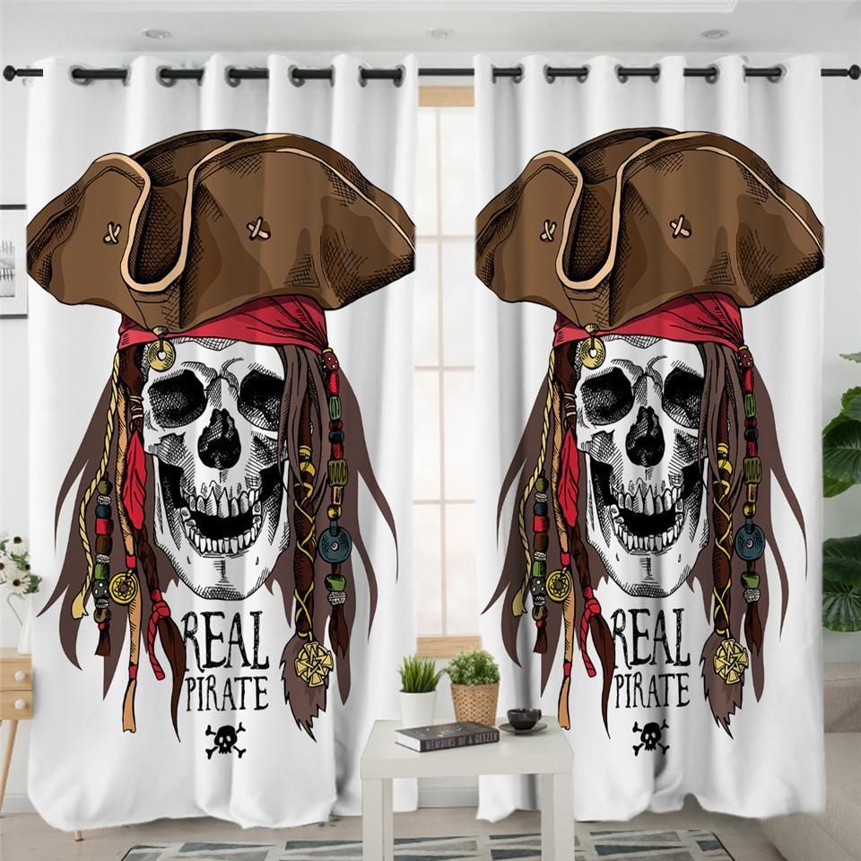 Pirate Skull Printed Window Curtain Home Decor