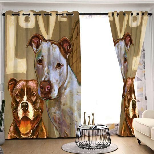 Pitbull Love My Darling Printed Window Curtain Home Decor