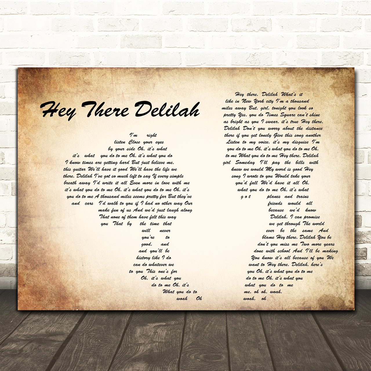 Plain White T's Hey There Delilah Man Lady Couple Song Lyric Quote Music Poster Print