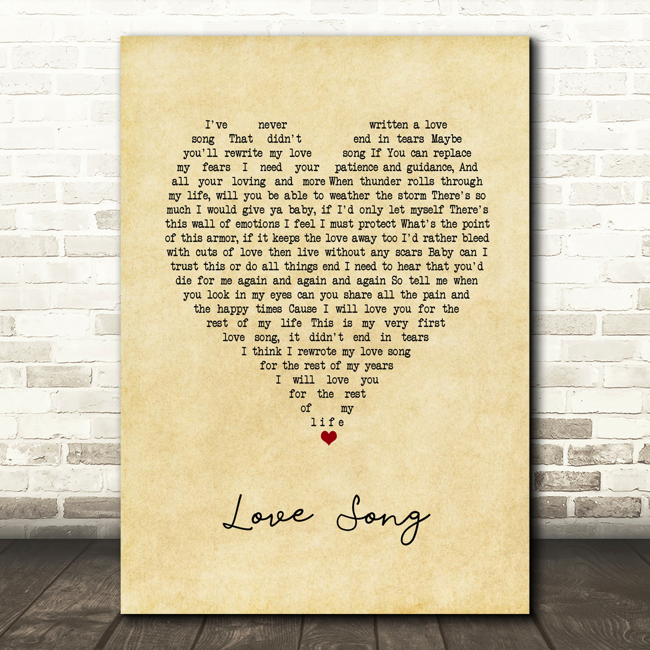 P!nk Love Song Vintage Heart Song Lyric Art Print