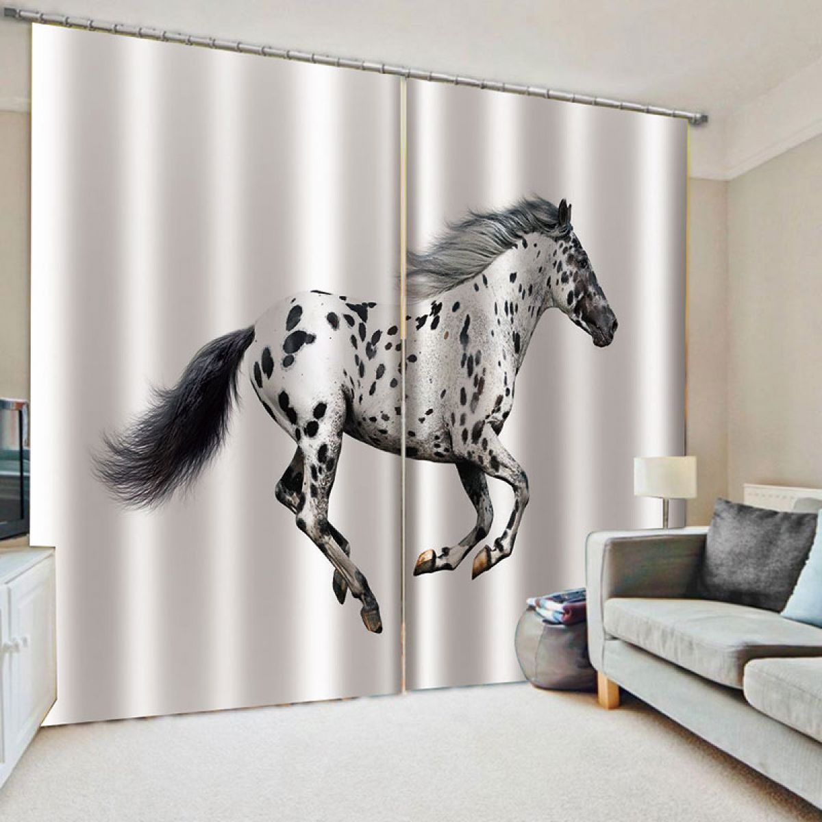 Polka Dot Horse Printed Window Curtain Home Decor