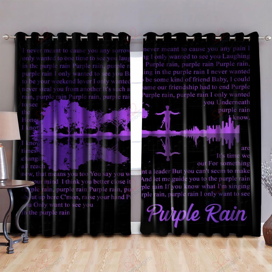 Purple Rain Loving Quote Printed Window Curtain Home Decor