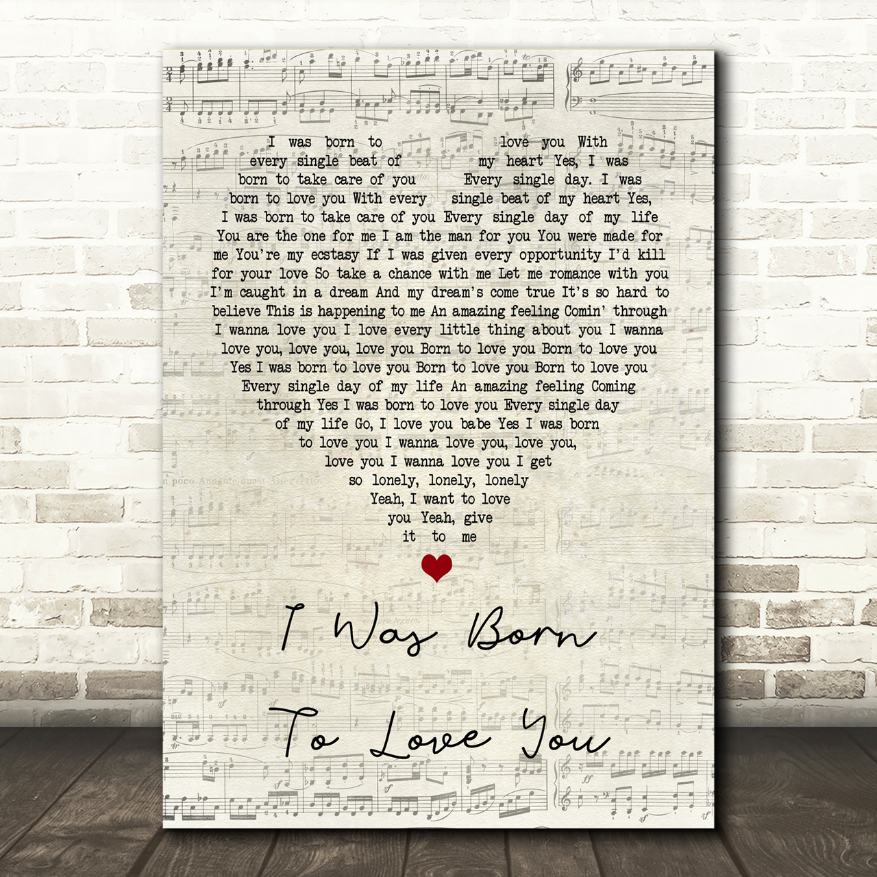 Queen I Was Born To Love You Script Heart Song Lyric Print