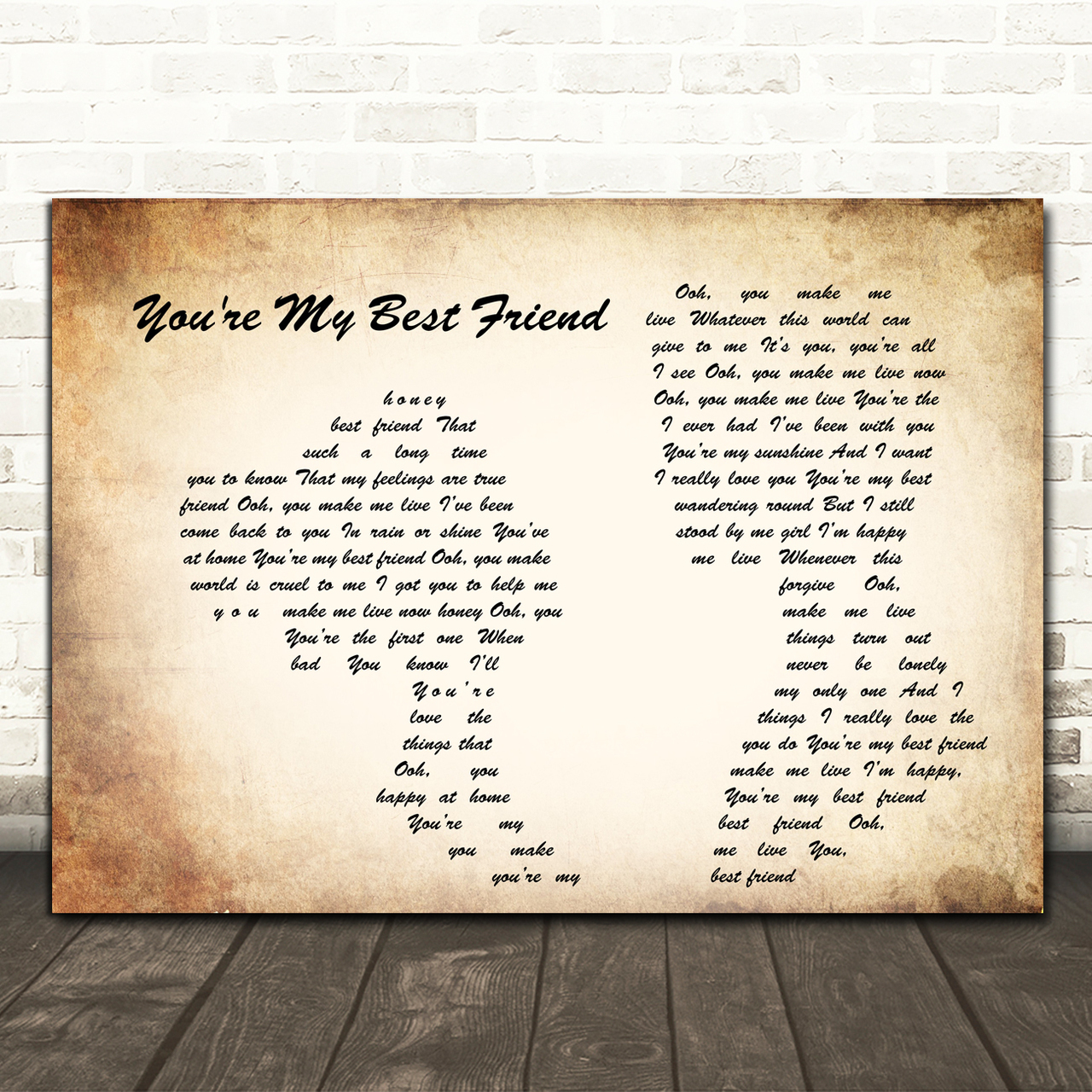 Queen You're My Best Friend Man Lady Couple Song Lyric Quote Print