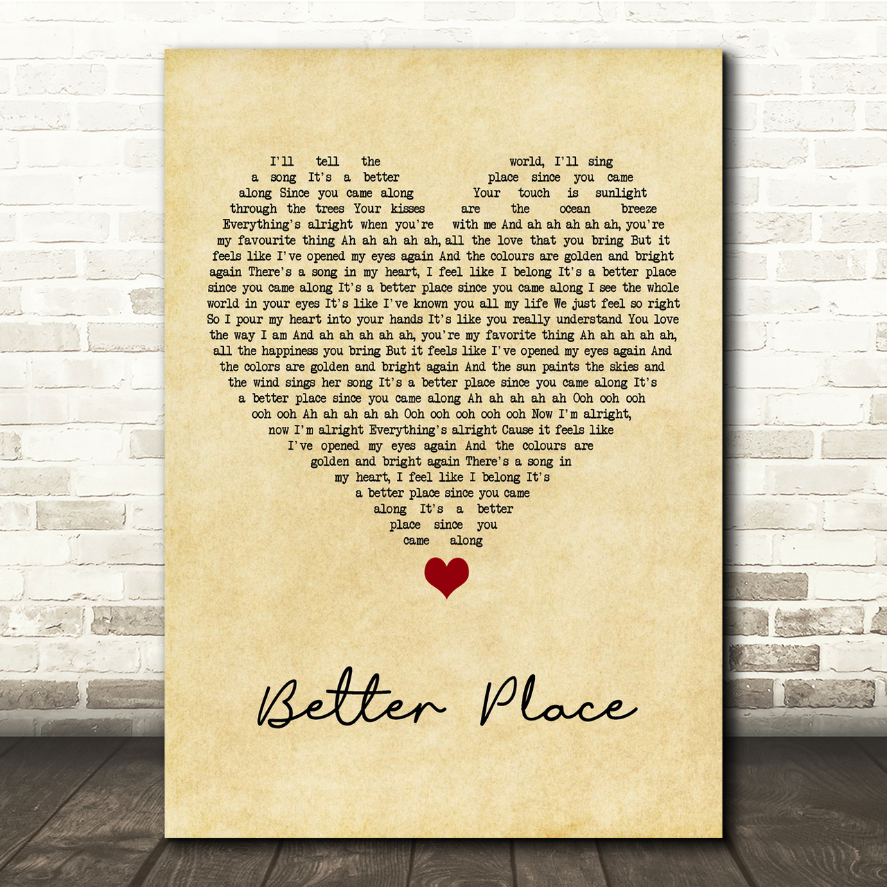 Rachel Platten Better Place Vintage Heart Song Lyric Music Print