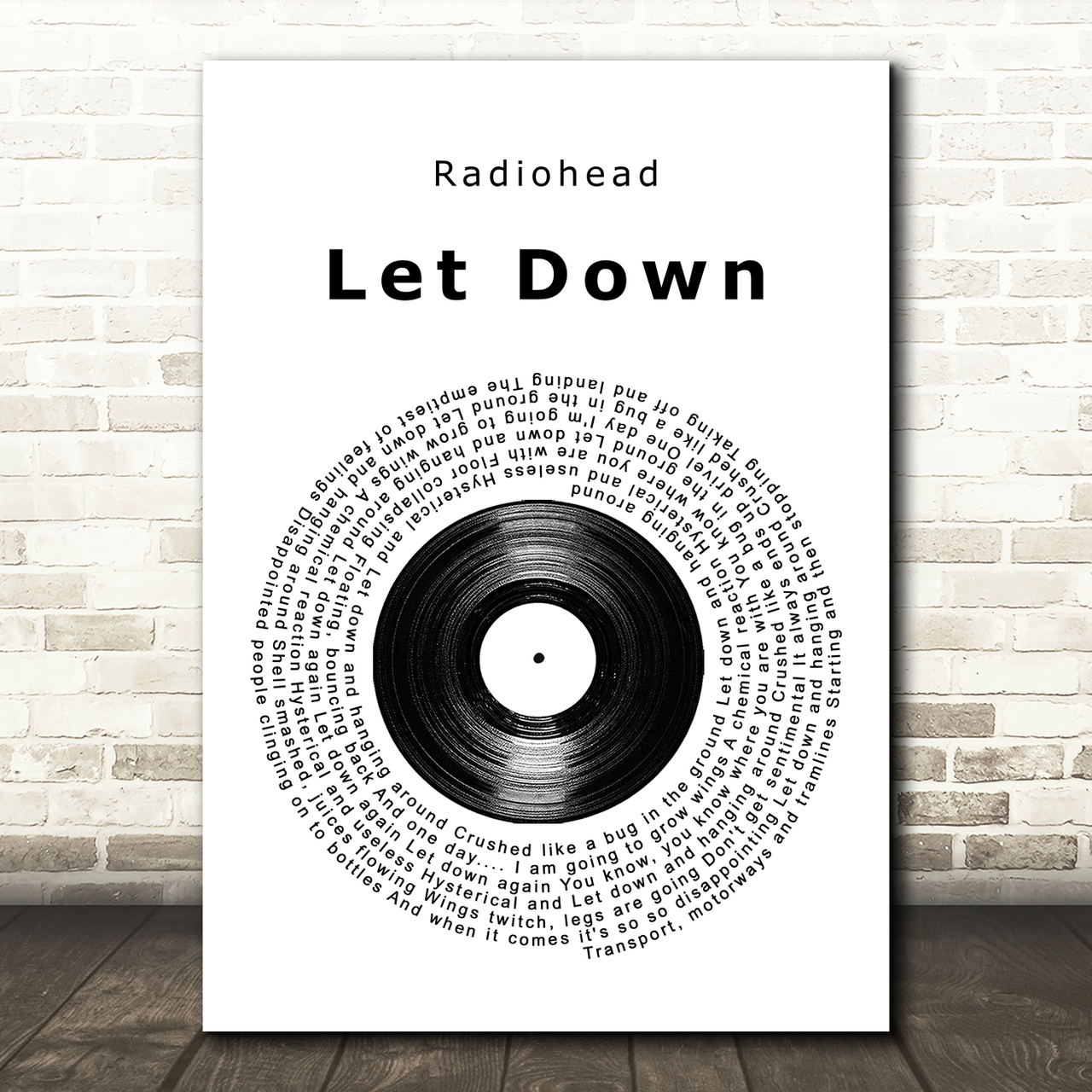 Radiohead Let Down Vinyl Record Song Lyric Quote Music Poster Print