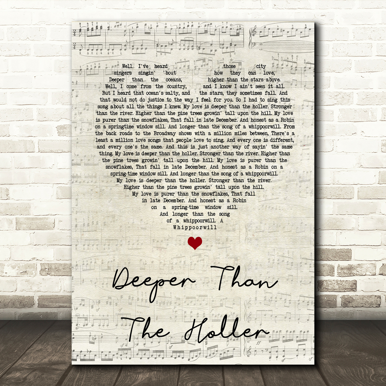 Randy Travis Deeper Than The Holler Script Heart Song Lyric Print