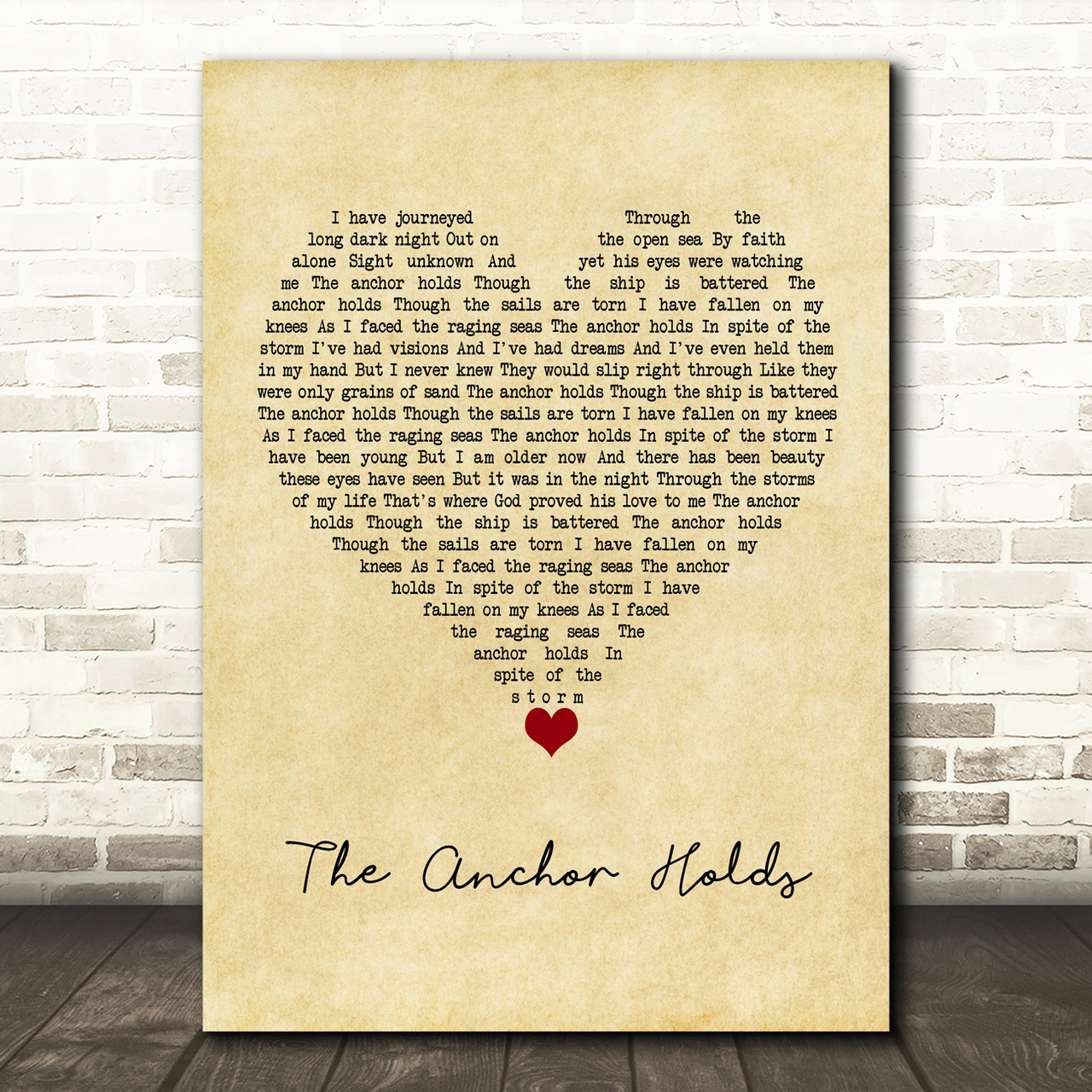 Ray Boltz The Anchor Holds Vintage Heart Song Lyric Wall Art Print