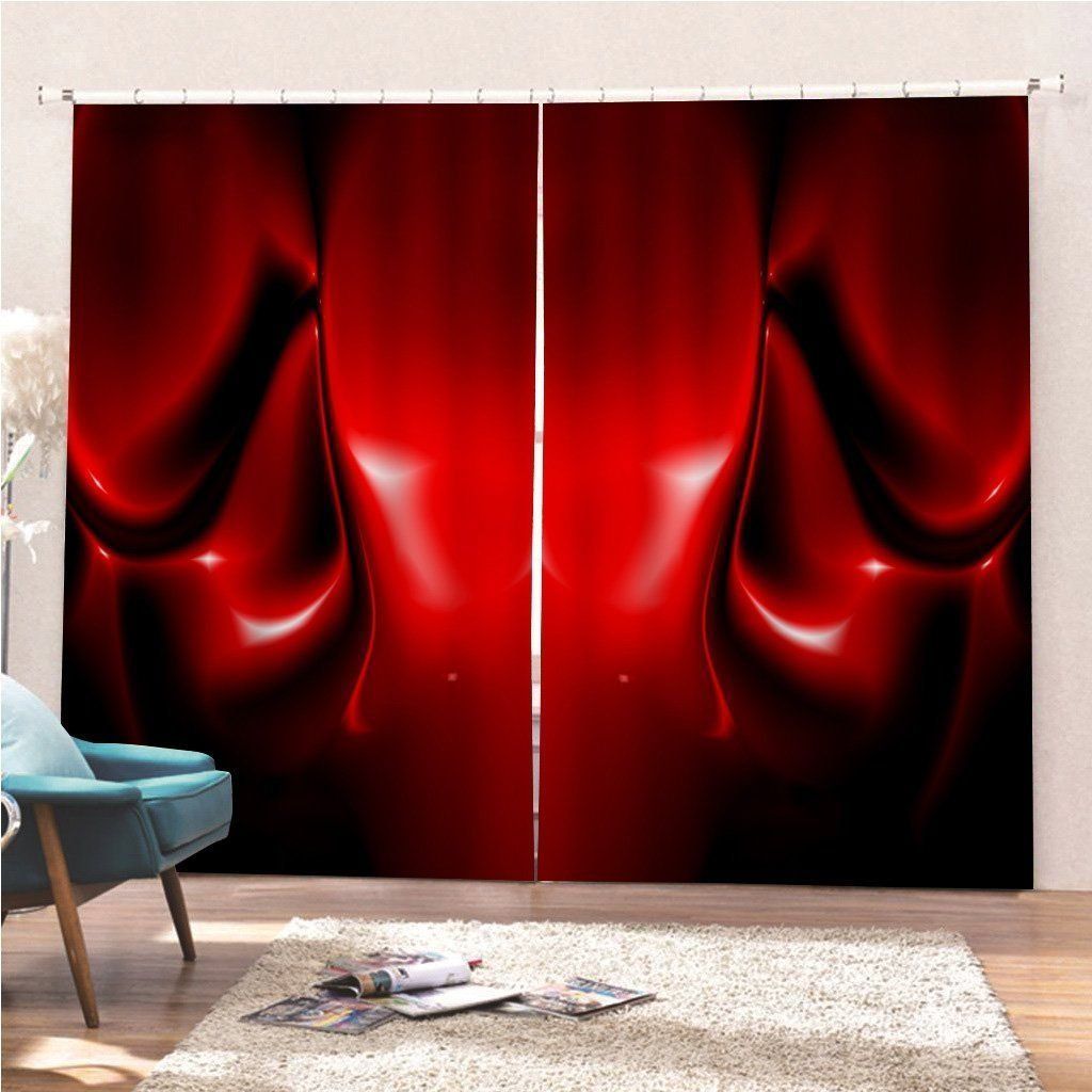 Red Shiny Dreams Printed Window Curtain