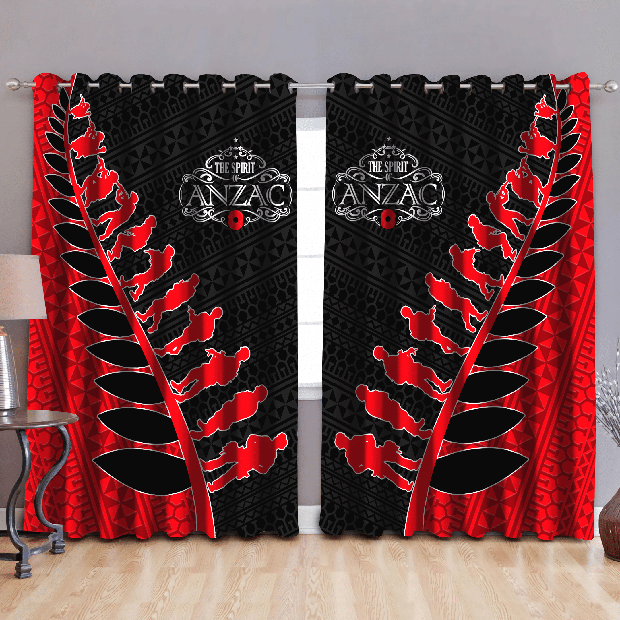 Red Thermal Grommet Window Curtains Home Decor