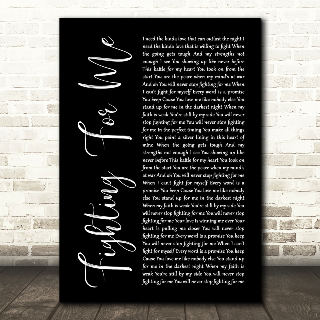 Riley Clemmons Fighting For Me Black Script Song Lyric Quote Music Poster Print