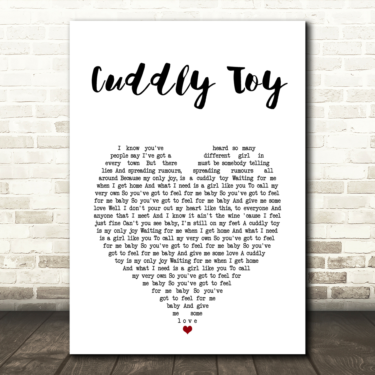 Roachford Cuddly Toy White Heart Song Lyric Art Print