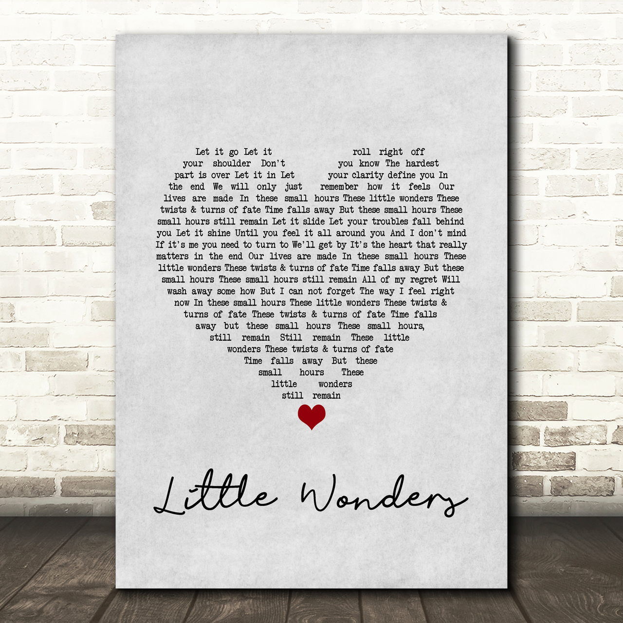 Rob Thomas Little Wonders Grey Heart Song Lyric Wall Art Print