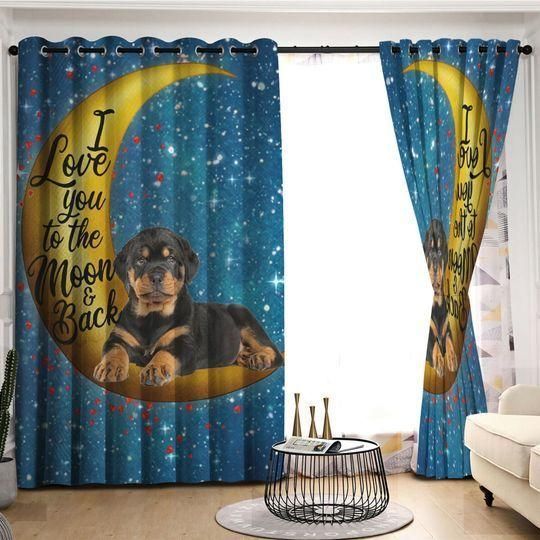 Rottweile Love You To The Moon Printed Window Curtain Home Decor