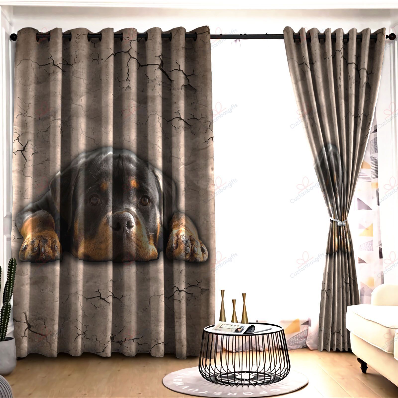 Rottweiler Lover Printed Window Curtains Home Decor