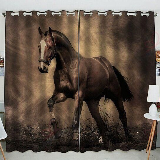 Running Horse Printed Window Curtain Home Decor