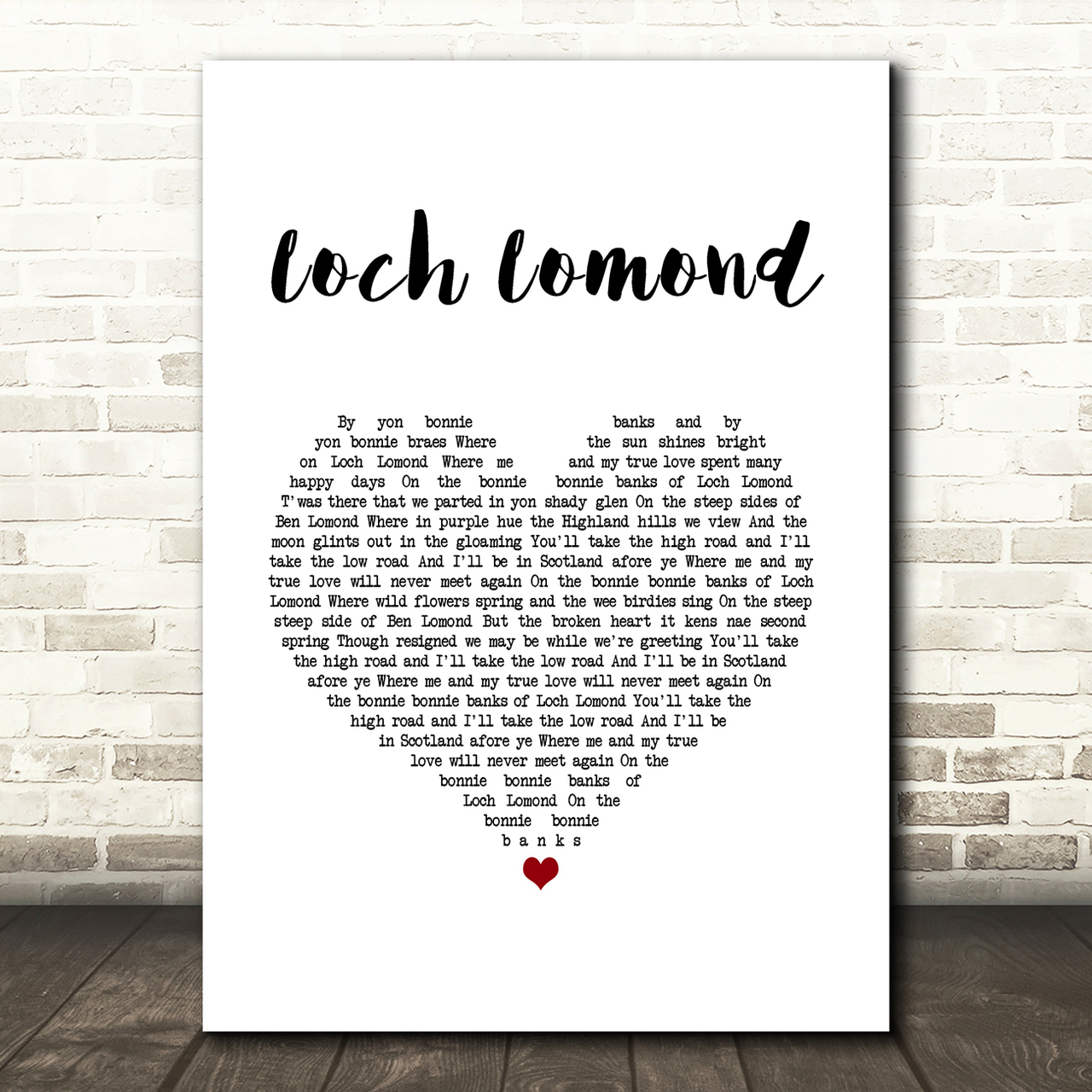 Runrig Loch Lomond White Heart Song Lyric Art Print