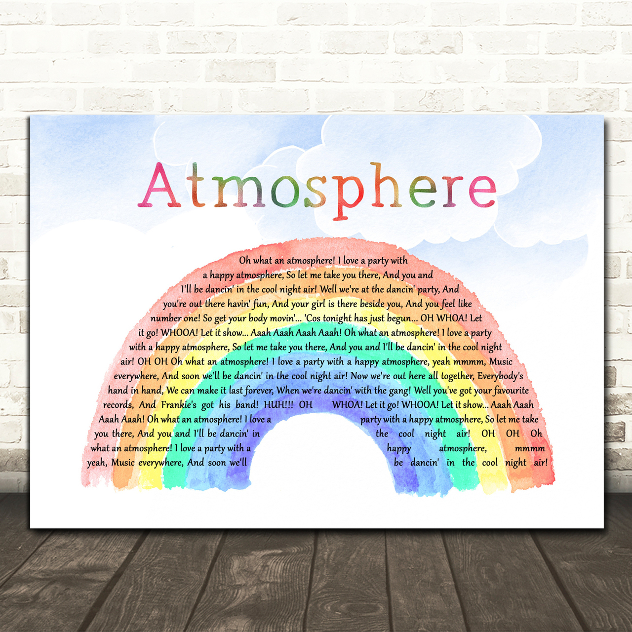 Russ Abbot Atmosphere Watercolour Rainbow & Clouds Song Lyric Art Print