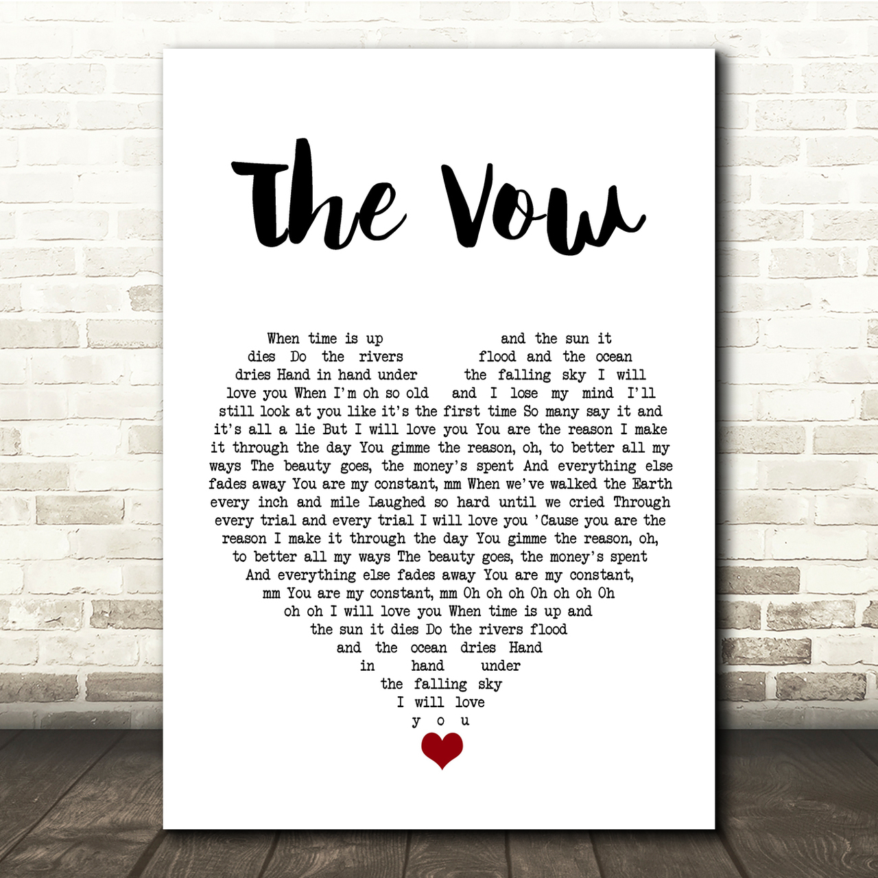 Ruth-Anne Cunningham The Vow White Heart Song Lyric Quote Music Poster Print